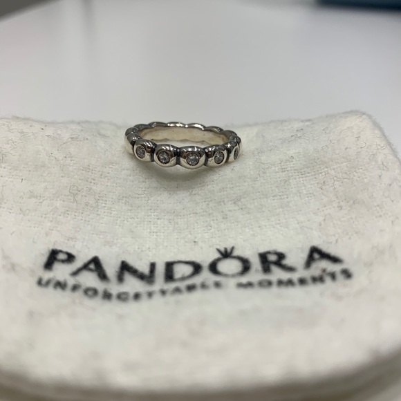 Silver & clear cubic stones Pandora Stacking Ring - Picture 2 of 6